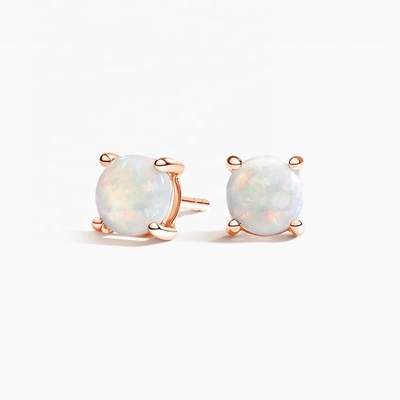 18K золото 6MM Solitaire Opal Stud серьги для женщин и девочек Красивые украшения