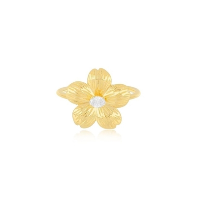 Forever Flower 18K золотой Овальный женский кольцо CZ в 925 серебряных ювелирных изделиях