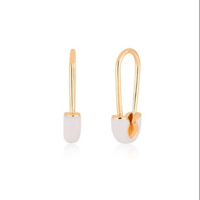 925 Sterling Silver Women's Fashion Pin Earrings украшенные голубой эмалированной краской