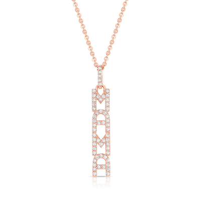 Элегантное 925 серебряное 14K золотое MAMA плавающее длинное подвесное ожерелье