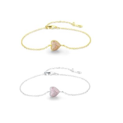 Серебряный браслет в форме сердца 925 пробы с цирконием для женщин