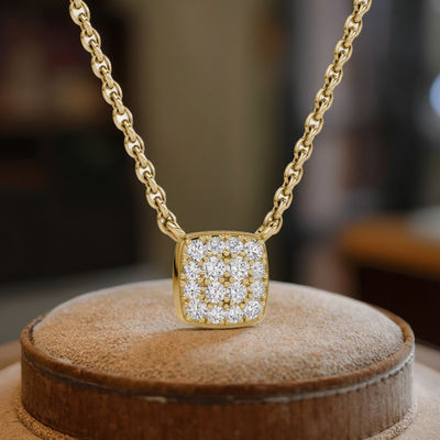 18K золотой 925 Стерлинг серебряный квадратный кубический цирконий подвесная ожерелье