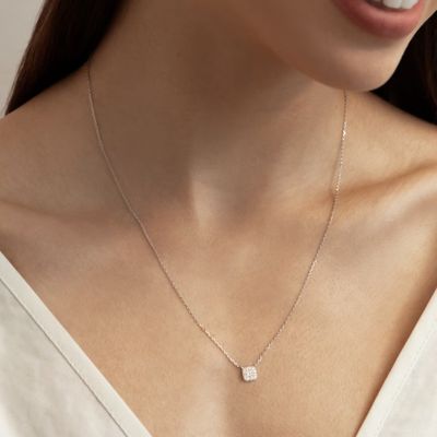 18K золотой 925 Стерлинг серебряный квадратный кубический цирконий подвесная ожерелье