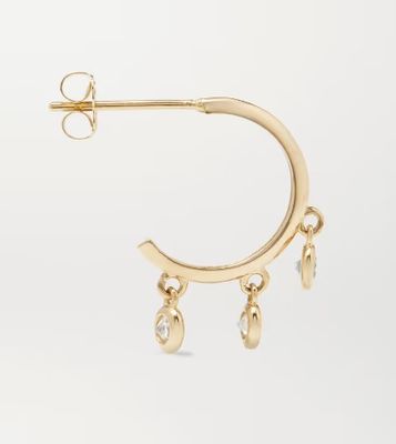 Позолоченные латунные серьги-кольца 14К с оправой из циркона