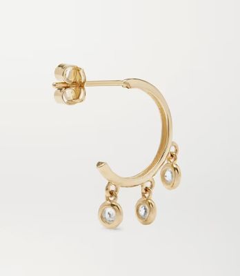 Позолоченные латунные серьги-кольца 14К с оправой из циркона