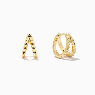 Уникальная 18K позолоченная пирамида 925 Стерлинговая серебряная двойные обнимальные серьги