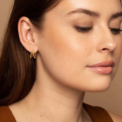 Уникальная 18K позолоченная пирамида 925 Стерлинговая серебряная двойные обнимальные серьги