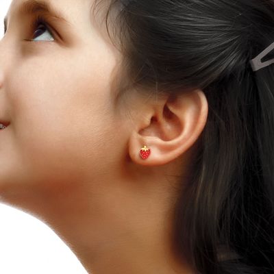 925 Стерлинговые серебряные клубничные серьги для детей 92,5% Чистота