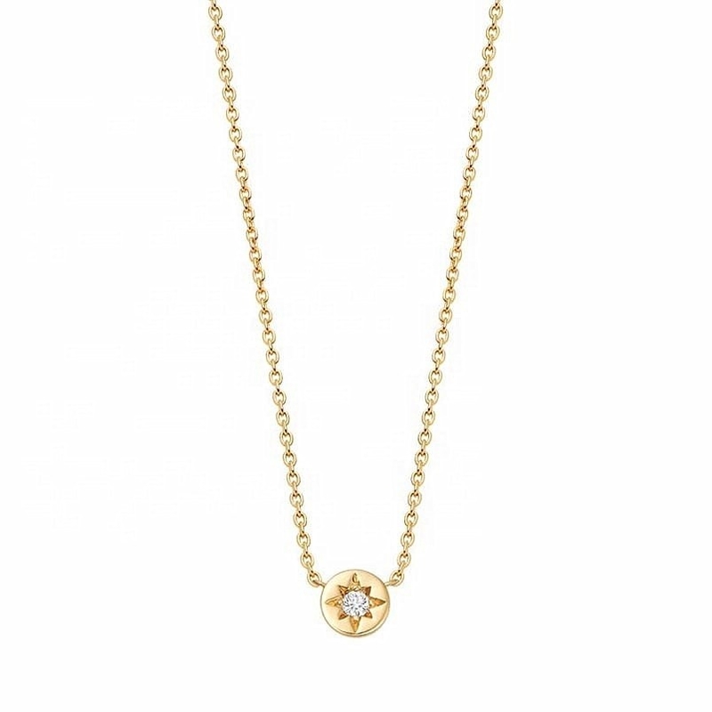 Позолоченный 925 Sterling Silver Starburst Diamond Disc Pendant Necklace для повседневного ношения