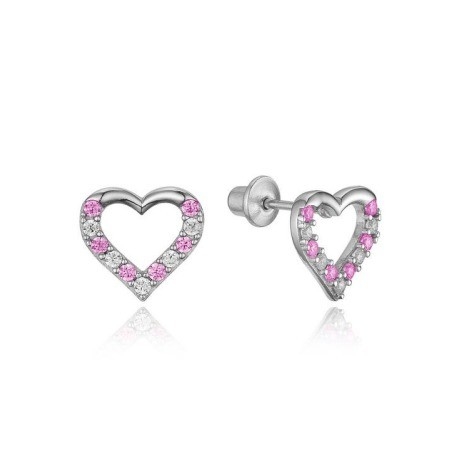 Микро вставка сердца розовые задние серьги для детей в 925 Sterling серебра