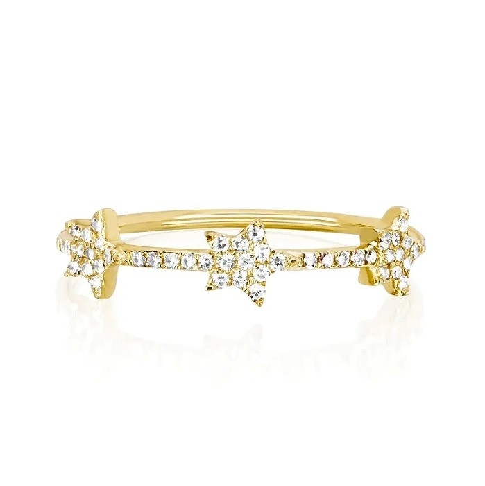 18K золотой серебряный серебряный CZ Звездные кольца для женщин Micro Pave Setting Certified