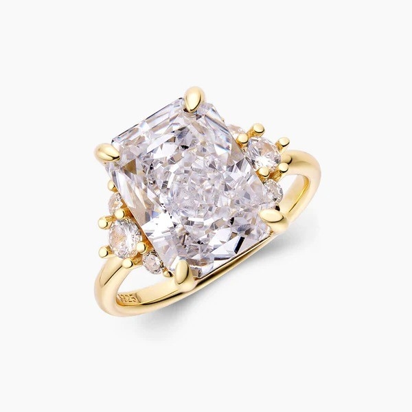 Золотозолотой 18K главный камень CZ Винтажная свадьба 925 серебряный кольцо для девочек