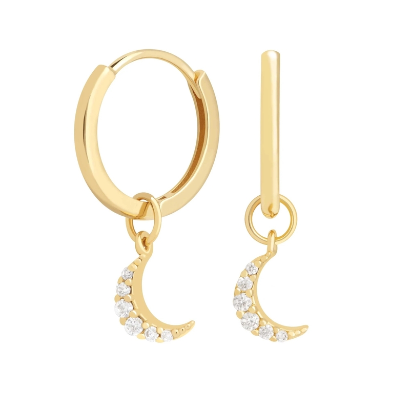 Кольца Dangle Moon Hoop 925 серебряные для женщин Бразильское золото покрытое 18K ювелирные изделия на заказ