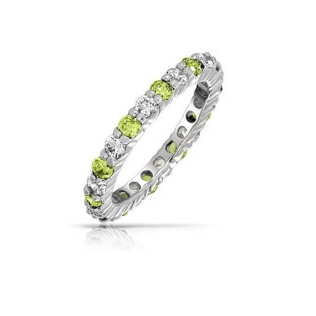 925 Серебряный Eternity Band Кольцо с розовым золотом и рождественским камнем