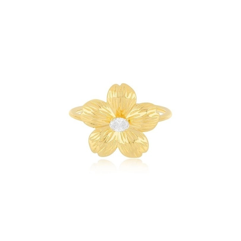 Forever Flower 18K золотой Овальный женский кольцо CZ в 925 серебряных ювелирных изделиях