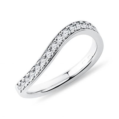925 Стерлинг Серебро Белое Золото Алмаз CZ Wave Ring для дам