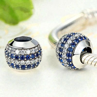Мода Бело-синий CZ 925 Стерлинговое серебро Ювелирные изделия