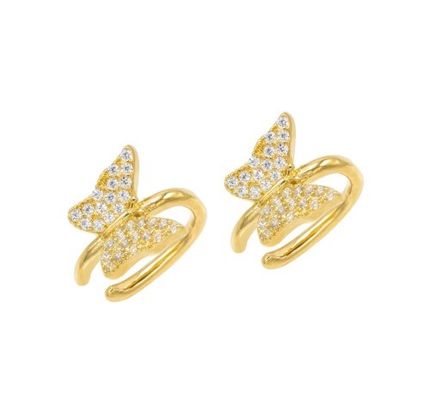 18K позолоченная бабочка серьга с микроном Pave Белый CZ Модные женские украшения
