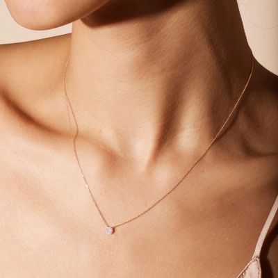 Дискообразное крошечное 18K позолоченное бриллиантовое ожерелье CZ для девочек в классическом стиле