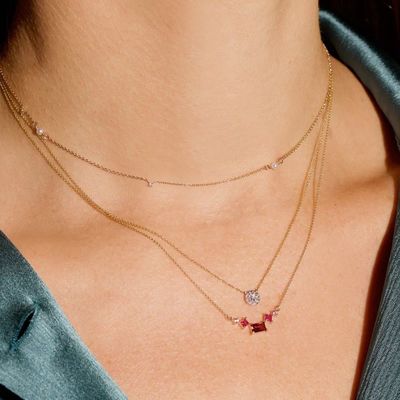 Дискообразное крошечное 18K позолоченное бриллиантовое ожерелье CZ для девочек в классическом стиле