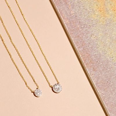 Дискообразное крошечное 18K позолоченное бриллиантовое ожерелье CZ для девочек в классическом стиле