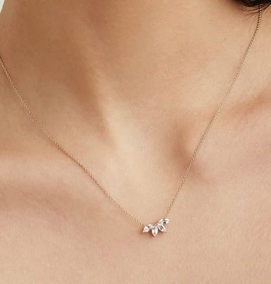 925 Серебряный 14K Покрытый Ожерелье 18 "Маркиз Топаз Колонка И Белые ЧЗ Диаманты