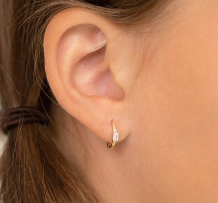 14K позолоченный 10 мм Багетта резка Розовый кубический циркон Детские серьги с 50PRS MOQ