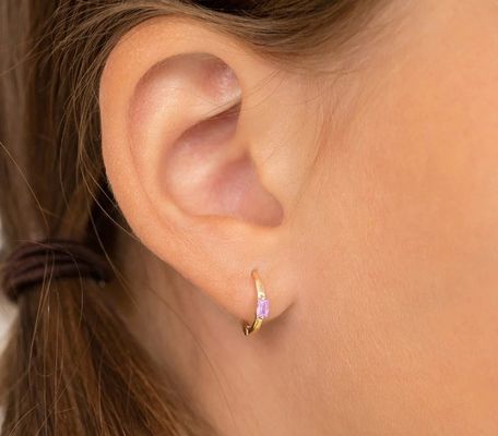 14K позолоченный 10 мм Багетта резка Розовый кубический циркон Детские серьги с 50PRS MOQ