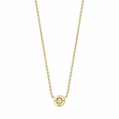 Позолоченный 925 Sterling Silver Starburst Diamond Disc Pendant Necklace для повседневного ношения