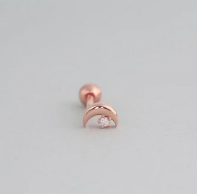 925 Sterling Silver Tiny CZ Moon Piercing Stud Earring with Ball Screw Back Closure (Стерлинговая серебряная серебряная серебряная серебряная серебряная серебряная серебряная серебра)