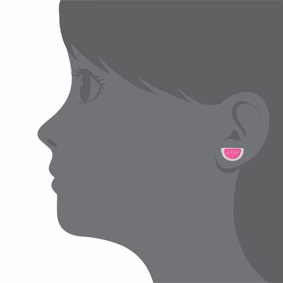 Серебряный розовый и зеленый эмалированный арбуз Дети закручивают серьги для подарков по случаю