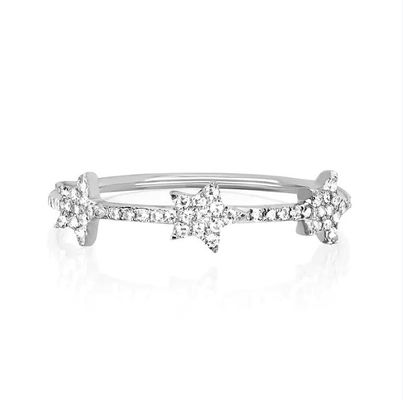 18K золотой серебряный серебряный CZ Звездные кольца для женщин Micro Pave Setting Certified