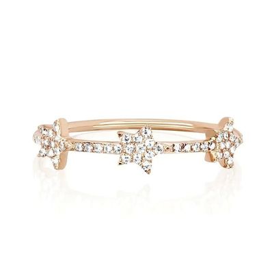18K золотой серебряный серебряный CZ Звездные кольца для женщин Micro Pave Setting Certified