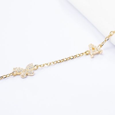 Ожерелье Mini 18K золото белый микрон Pave CZ Butterfly 925 Sterling Silver Pendant