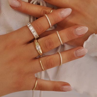 18K позолоченный 2 мм накладывающий тонкие кольца из нержавеющей стали