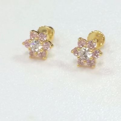 Цветочный аметист CZ Рождественский камень Девочки 925 Стерлинговое Серебряное Шрубные Задние Серёжки