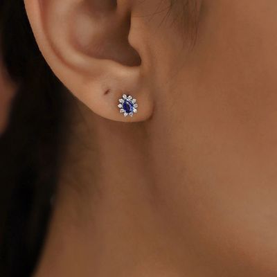 Просто 18K золотые жемчужные сапфировые и белые кубические цирконовые серьги для помолвки