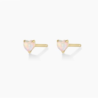 Опальный сердечный серьг 925 серебряный деликатный 18K золотой