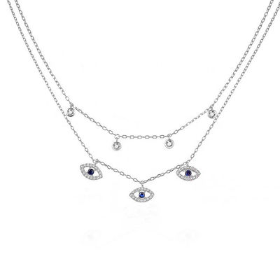 Двойной слой Evil Eye Bezel набор Алмазный ожерелье Женщины Bezel набор Подвески