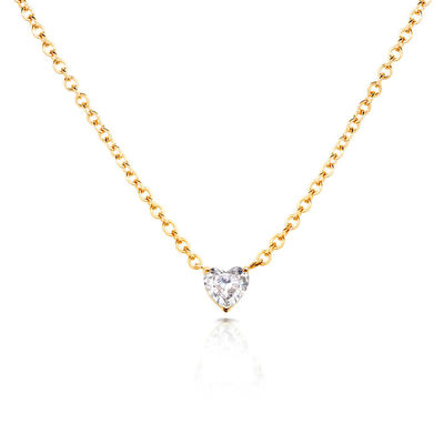 Сердце Кубический циркон 18K золотой женский ожерелье