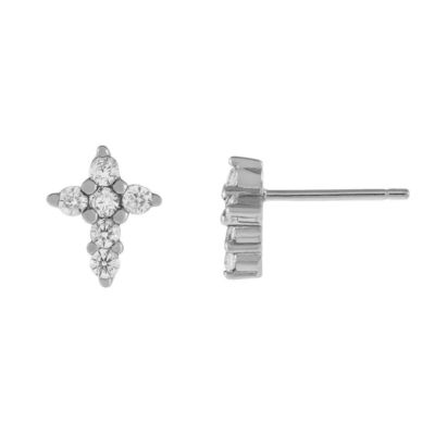 18K позолоченный Микрон Паве Крест Студ серьги в 925 Sterling серебра для девочек