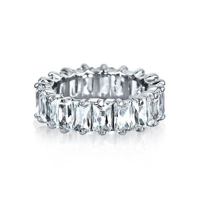 Прозрачное изумрудное кольцо CZ Infinity Wedding Band 925 Silver Infinity Wedding Rings
