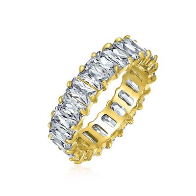 Прозрачное изумрудное кольцо CZ Infinity Wedding Band 925 Silver Infinity Wedding Rings