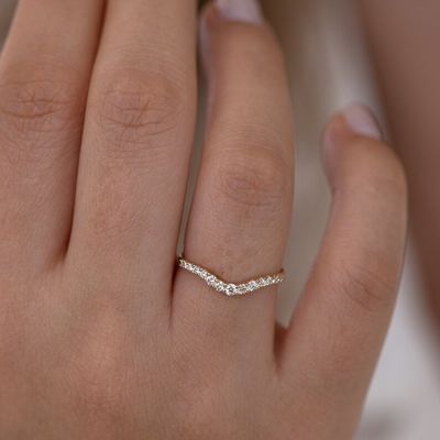 925 Стерлинговое Серебро Изогнутый Алмаз CZ Обручальное кольцо Свадебное кольцо