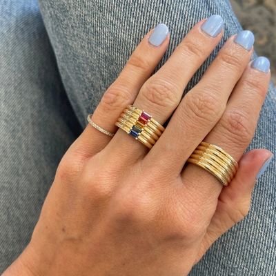 18K позолоченная радужная багетта CZ Multi Fashion 925 Sterling Silver женские кольца