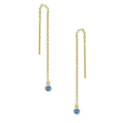 925 Стерлинговое Серебро Просто 18K Позолоченный женский Безель Drop Chain Threader серьга