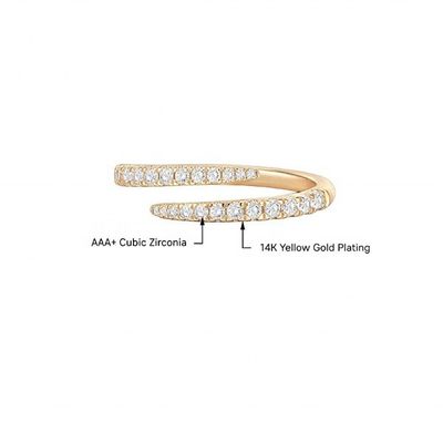 14K покрытый золотом кубический цирконий открытый скруток Eternity Band Ring ECO Friendly