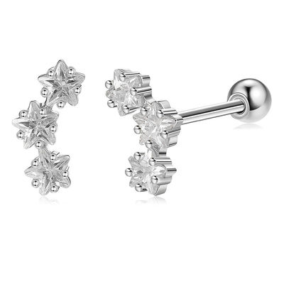18K золотые 925 Sterling Silver Star кубические циркониевые серьги для женщин