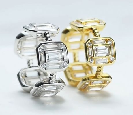 Смарагдовый белый женский Eternity Band Багует 18K золото 925 Sterling серебряные кольца