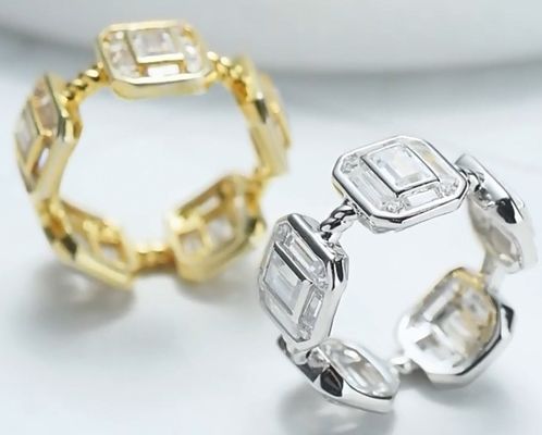 Смарагдовый белый женский Eternity Band Багует 18K золото 925 Sterling серебряные кольца
